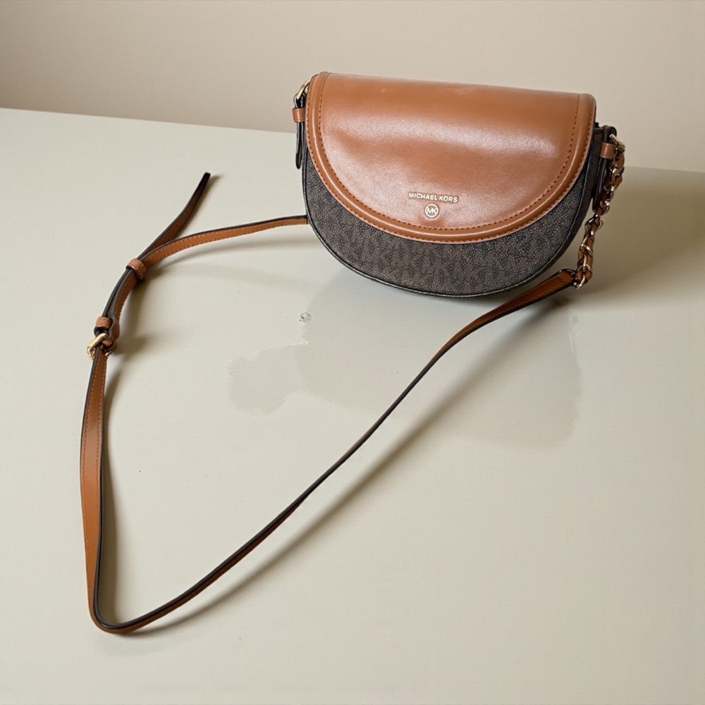 Michael Kors Tan and Brown Crossbody Bag